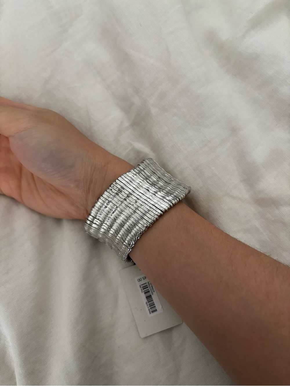 NWT Aureus & Argent stretch cuff silver tone bracelet